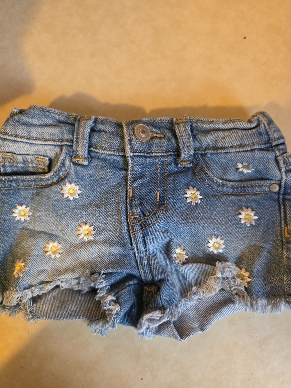 wonder nation Blue Denim Daisy Embroidered Shorts